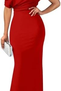 YMDUCH Women's Elegant Sleeveless Off Shoulder Bodycon Long Evening Dress for Formal Parties - Perfect Fit, Chic Style,