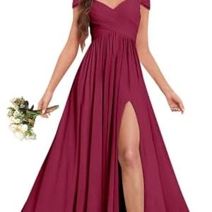 Fu Jiang Plus Size Bridesmaid Dresses - Desert Rose Spaghetti Straps, V Neck, Ruched - 20W Formal Evening Wear with Slit