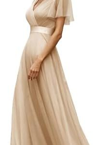 Ever-Pretty Mother of the Bride Dress - Elegant Double V-Neck, Tulle Wrap Design, Perfect for Weddings, Size 07962
