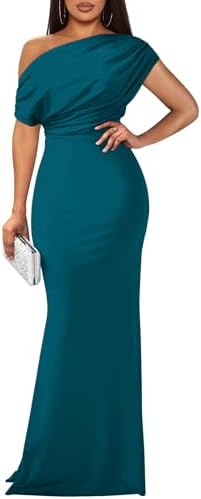 YMDUCH Women's Elegant Sleeveless Off Shoulder Bodycon Long Evening Dress for Formal Parties - Perfect Fit, Chic Style,