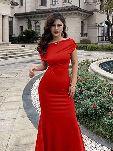 YMDUCH Women's Elegant Sleeveless Off Shoulder Bodycon Long Evening Dress for Formal Parties - Perfect Fit, Chic Style,